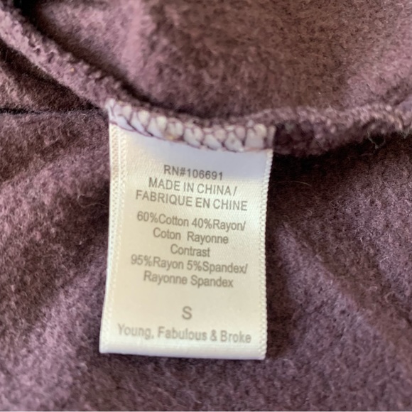 Young Fabulous & Broke Noelle Lace Up Sweatshirt size Small Purple - Picture 9 of 9